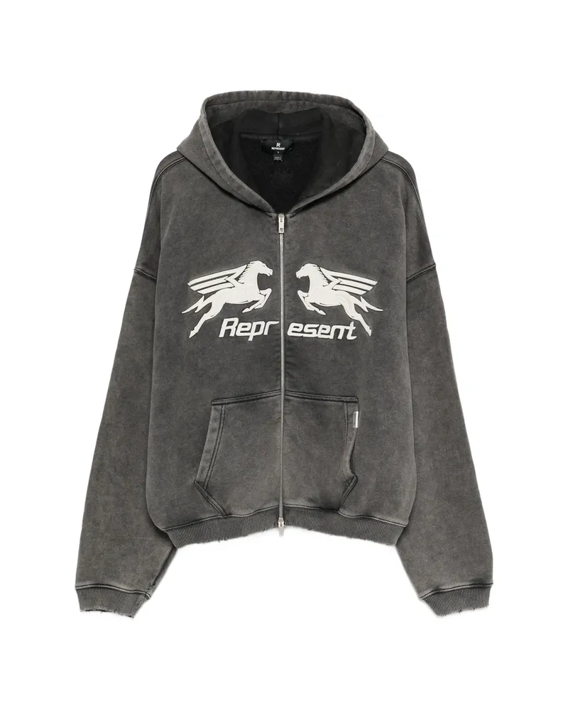 REPRESENT Pegasus Zip-fastening Hoodie Grey