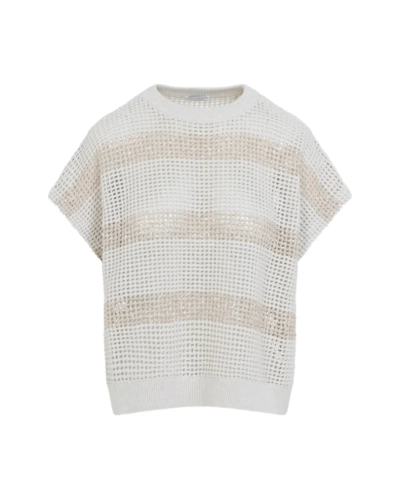 Brunello Cucinelli Striped Knitted Top White