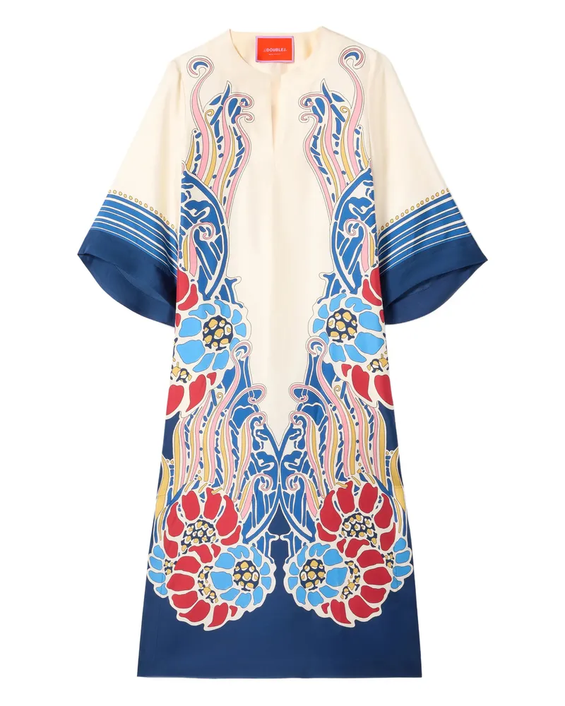 La DoubleJ The Kaftan Floral Midi Dress Neutrals