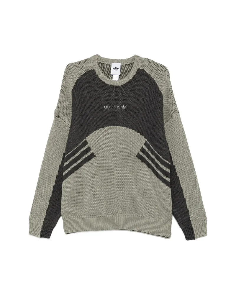 adidas Logo-embroidered Intarsia-knit Sweater Green