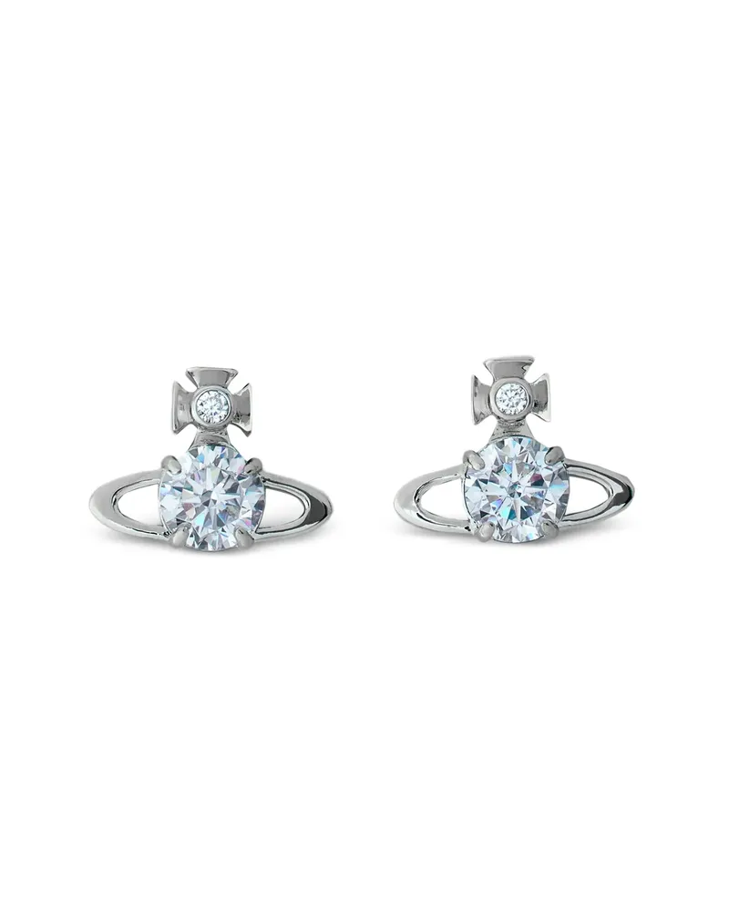Vivienne Westwood Orb Crystal Stud Earrings Silver