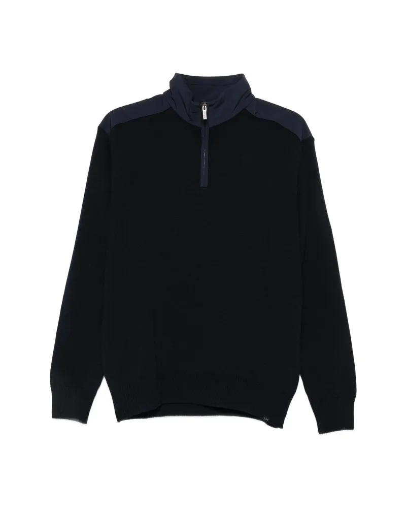 Paul & Shark Quarter-zip Panelled Sweater Blue