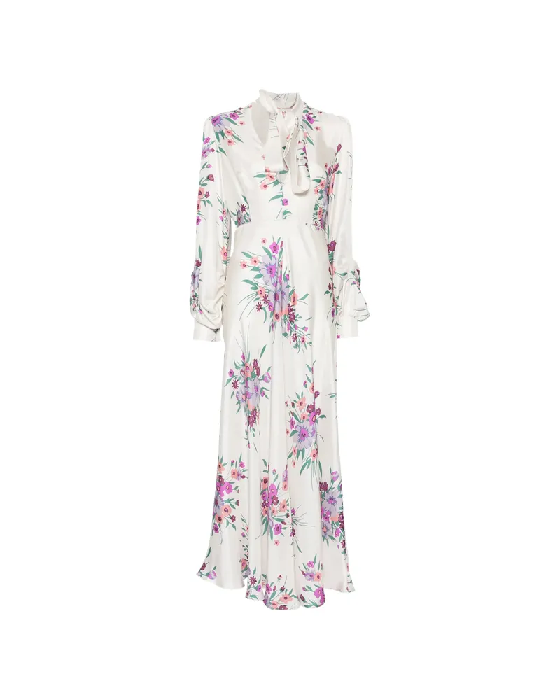 Raquel Diniz Valerie Floral-print Tie-neck Maxi Dress White