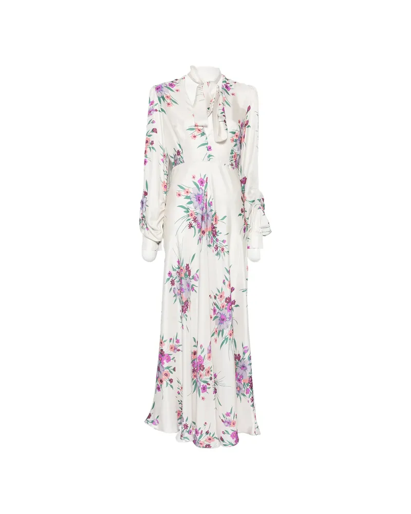 Raquel Diniz Valerie Floral-print Tie-neck Maxi Dress White