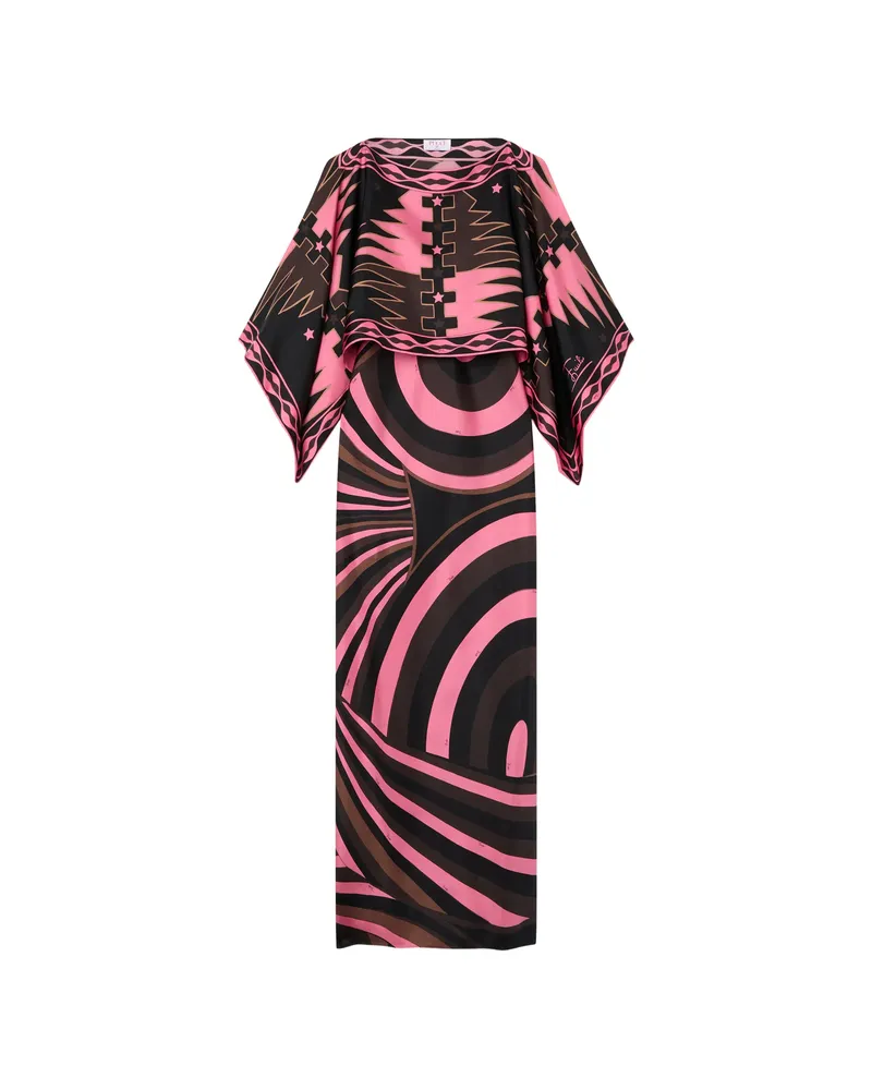 Emilio Pucci Iride-print Silk Dress With Cape Black
