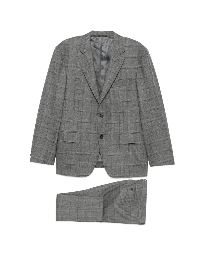 Canali Check-pattern Single-breasted Suit Grey