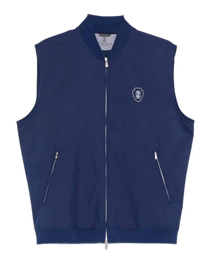 Brunello Cucinelli Logo-embroidered Gilet Blue