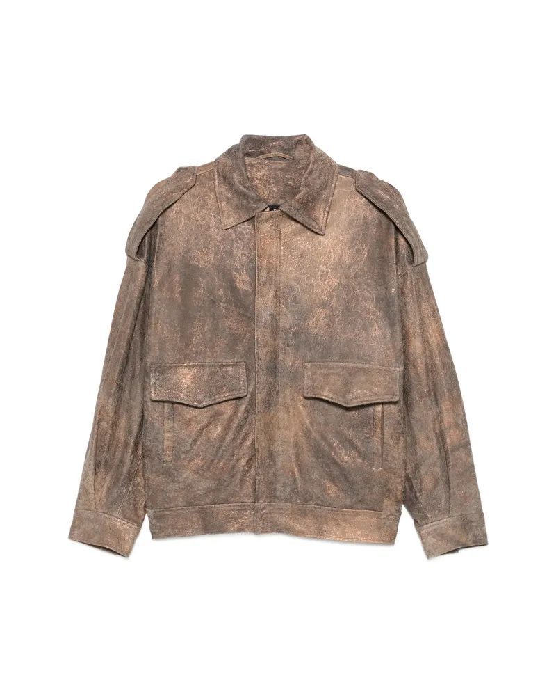 Giorgio Brato Distressed-effect Epaulette Jacket Brown