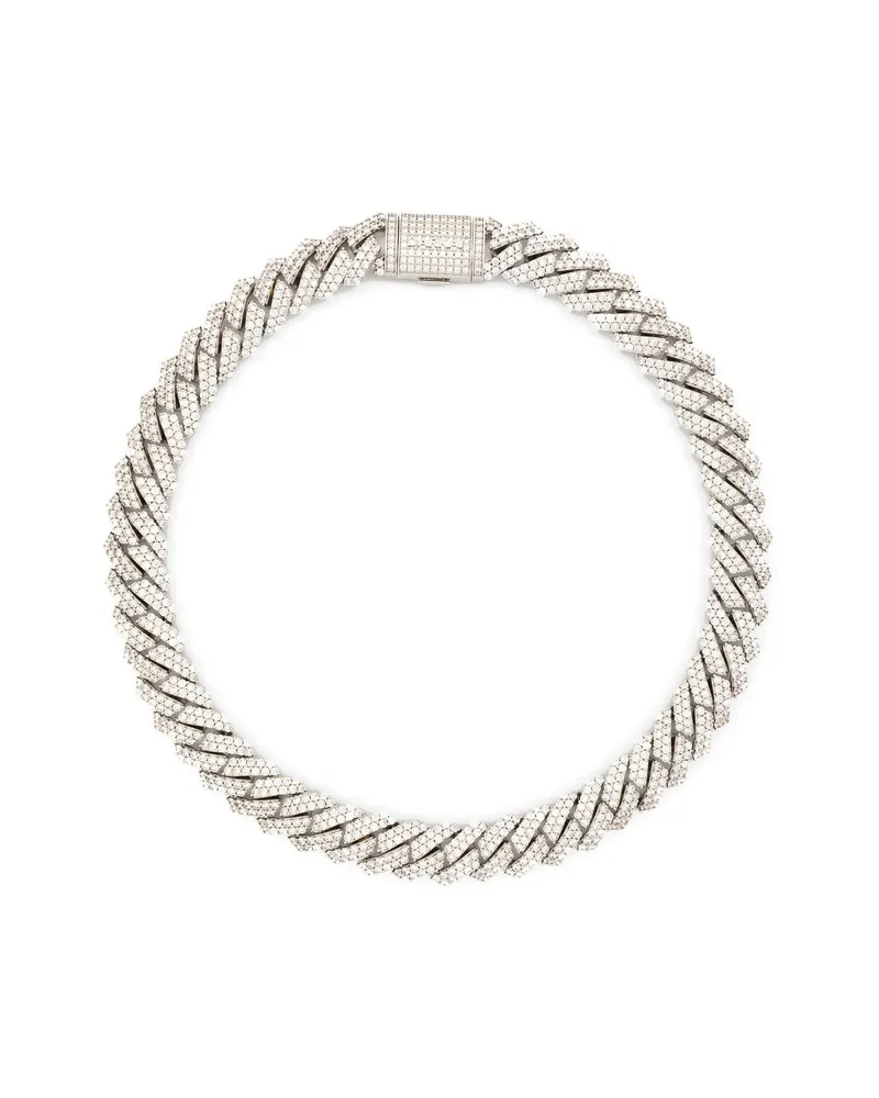 DARKAI Cuban Embellished Choker Necklace Silver