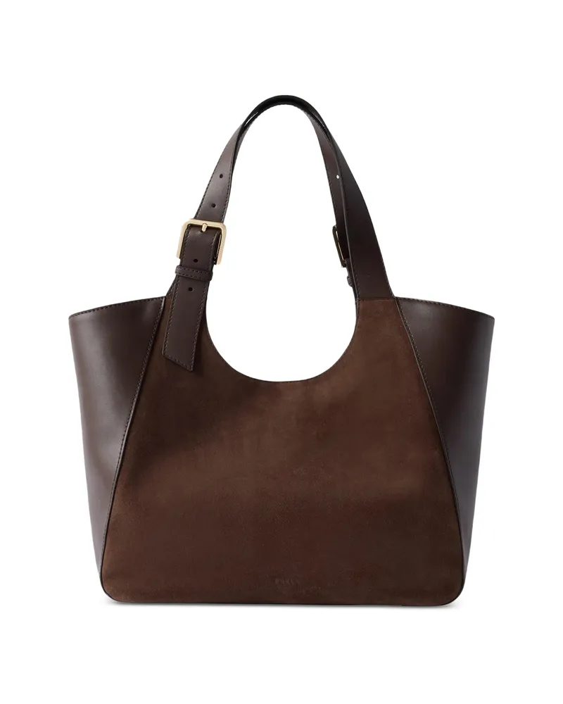 Furla Suede-panel Leather Tote Bag M Brown