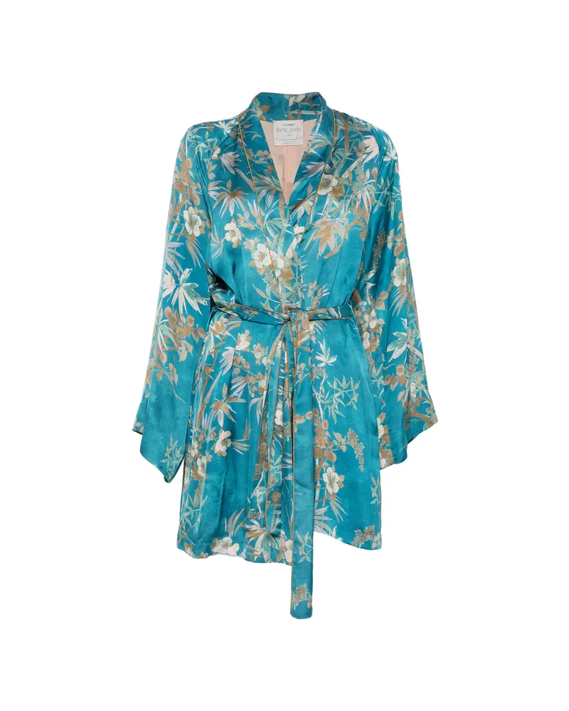 forte_forte Floral-print Belted Jacket Blue