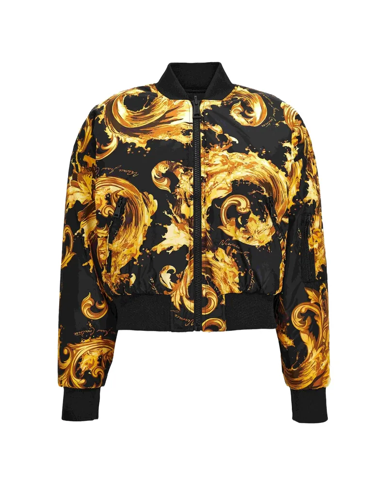 Versace Jeans Watercolor Couture-print Bomber Jacket Black