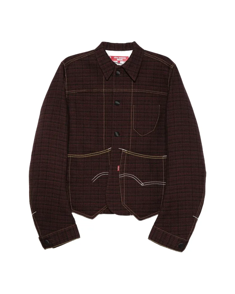 Junya Watanabe X Levi's Check Contrast-stitch Shirt Jacket Red
