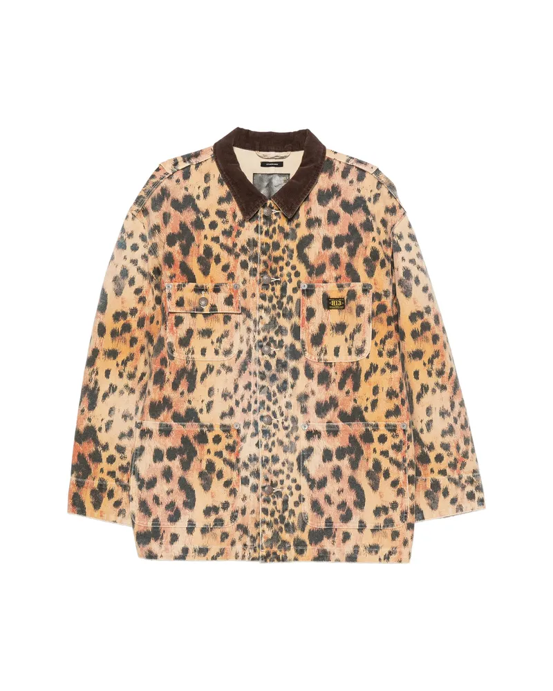 R13 Leopard-print Corduroy-collar Jacket Neutrals