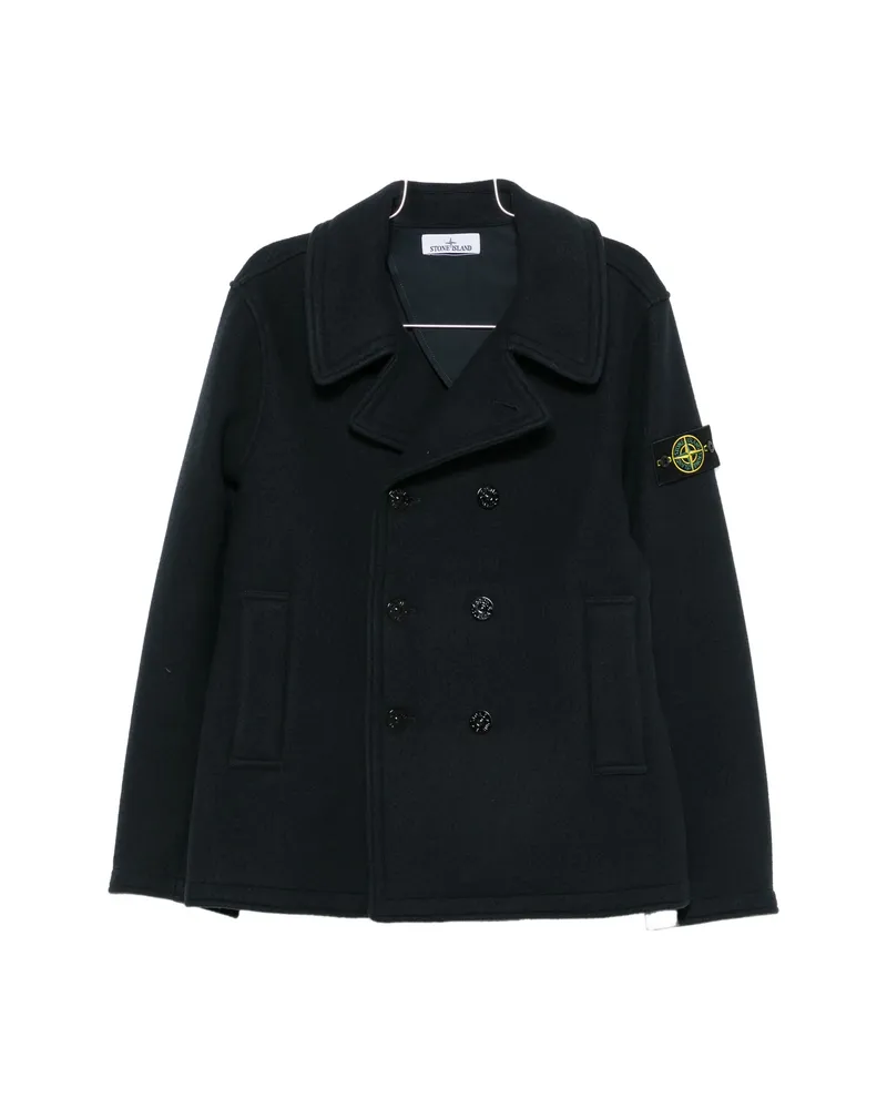 Stone Island Double-breasted Pea Coat Blue