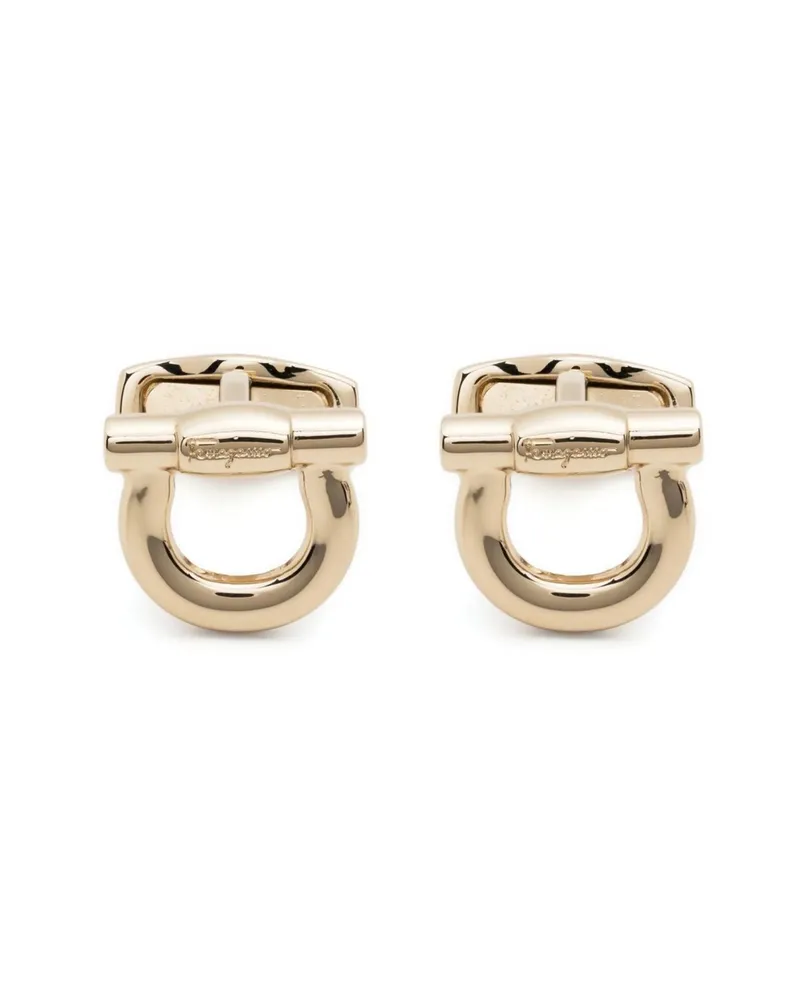 Ferragamo Gancini Brass Cufflinks Gold