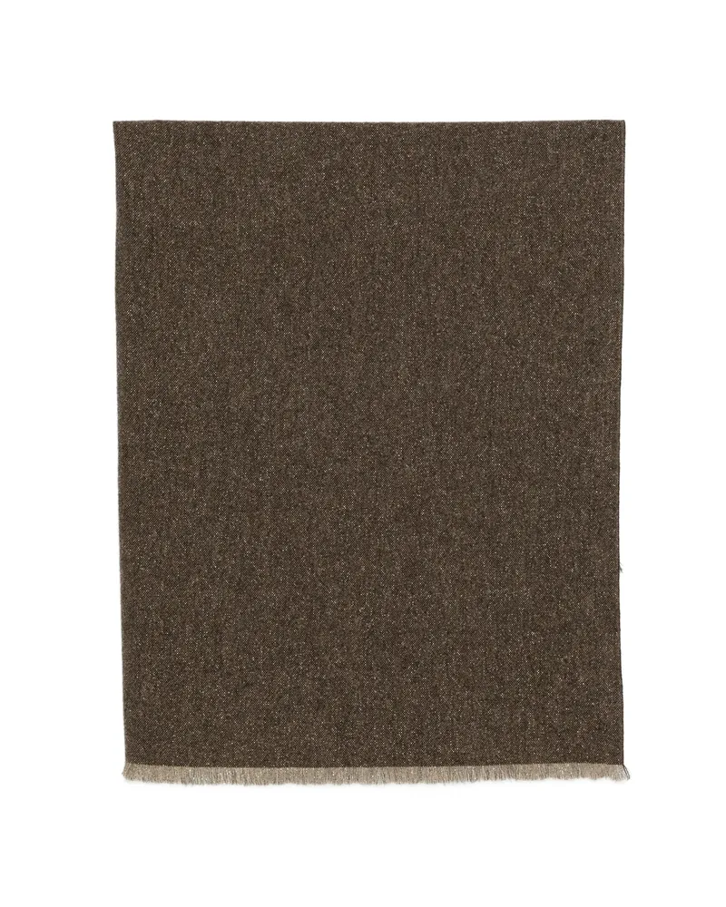 Brunello Cucinelli Fringed Shimmering Scarf Brown