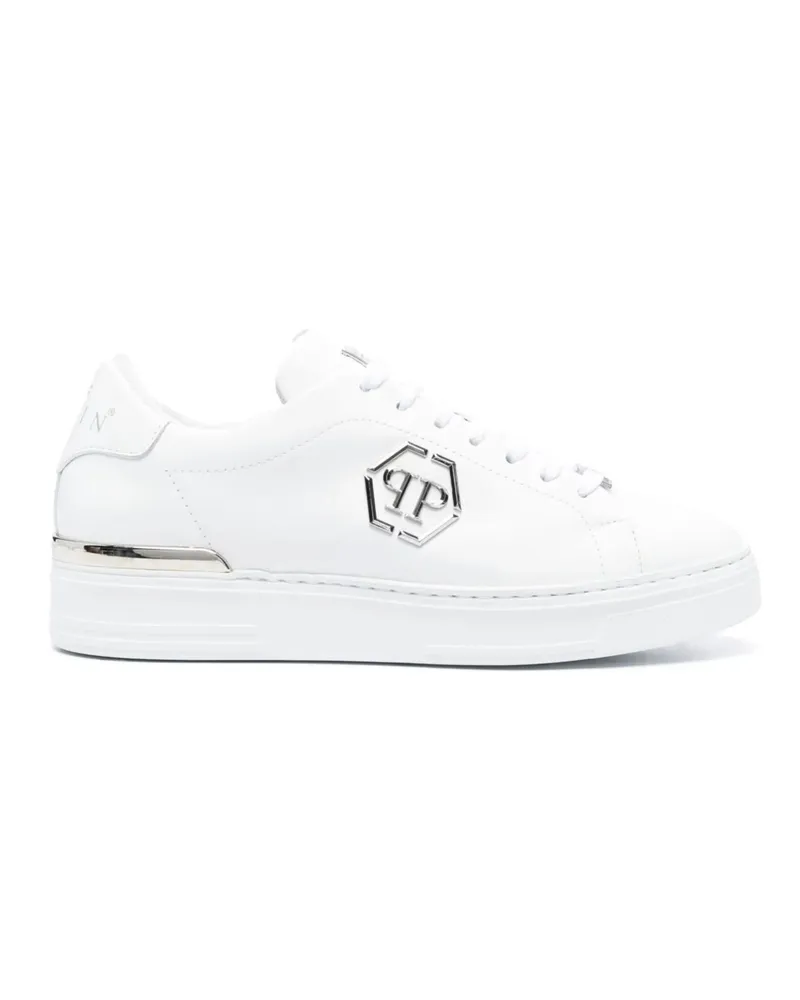 Philipp Plein Leather Lo-top Sneakers Hexagon White