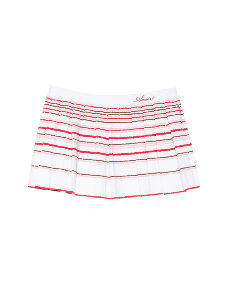 Amiri Striped Pleated Mini Skirt White