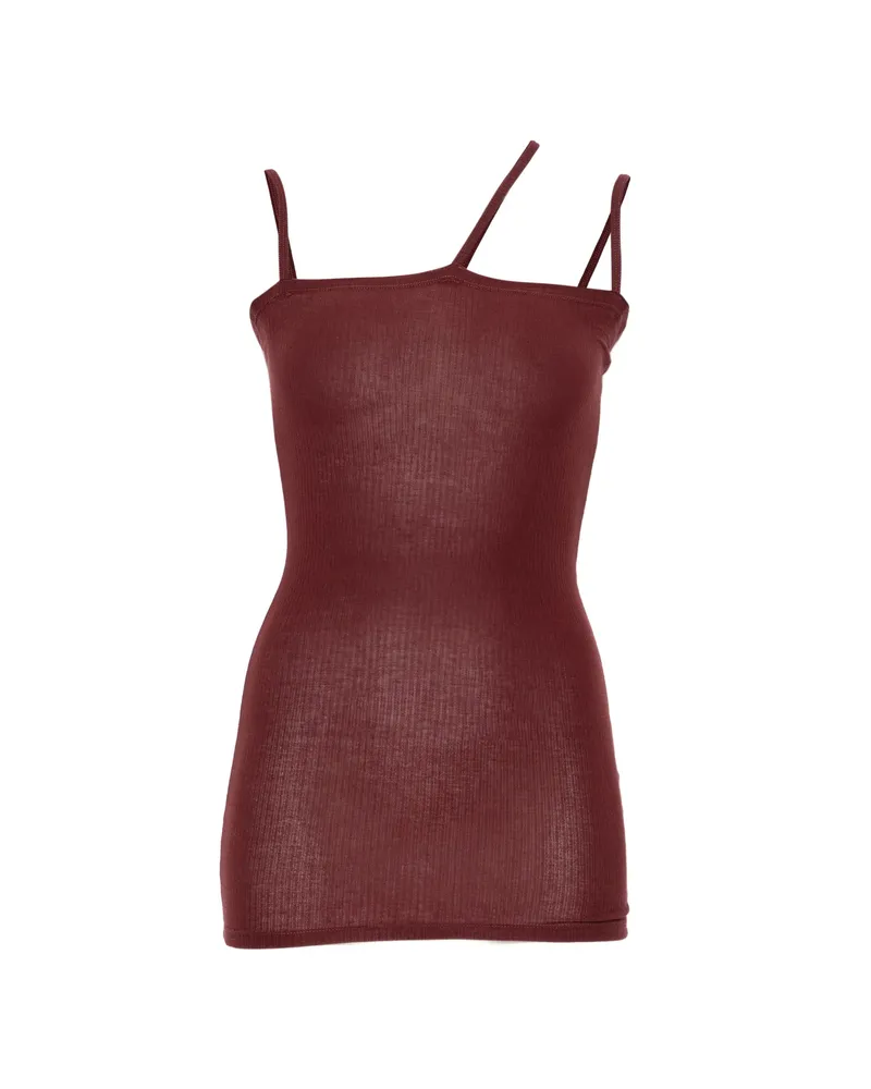 Baserange Ribbed Asymmetric Tank Top Red