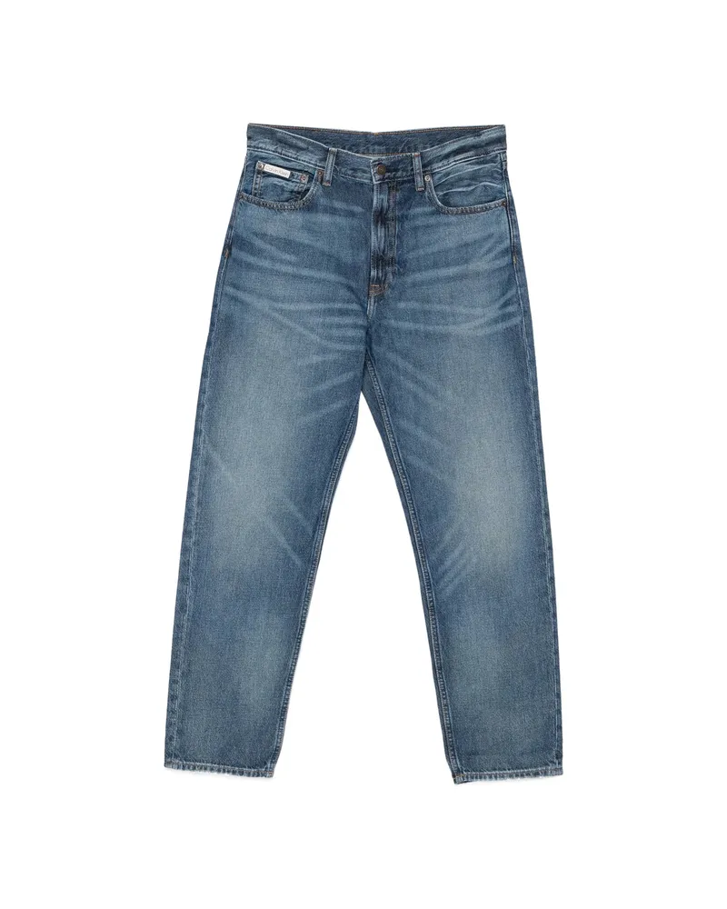 Calvin Klein Logo-patch Whiskered Jeans Blue