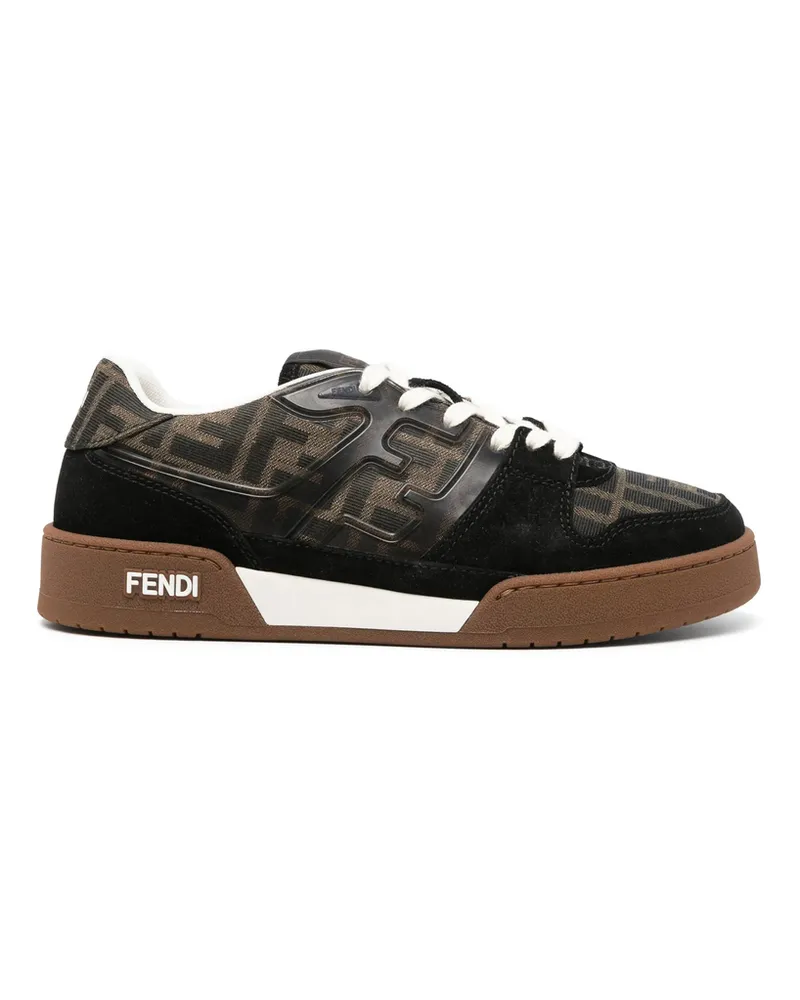 Fendi Zucca-monogram Panelled Sneakers Black