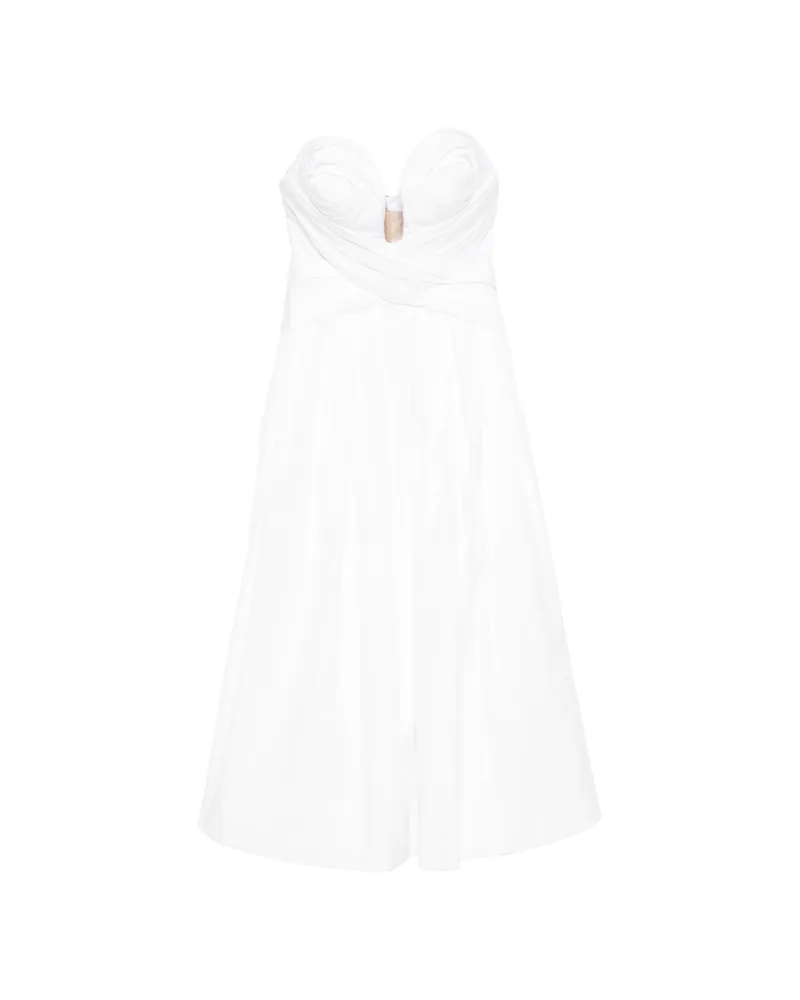Carolina Herrera New York Rose-bustier Maxi Dress White