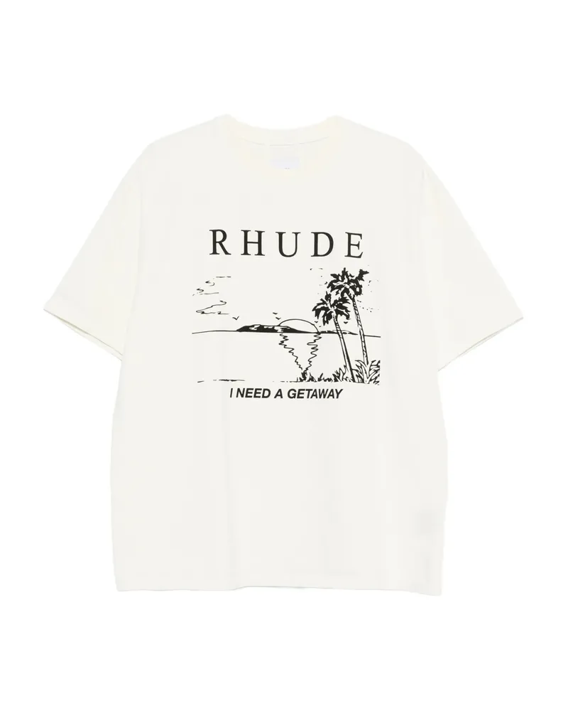 RHUDE Graphic-print T-shirt Neutrals