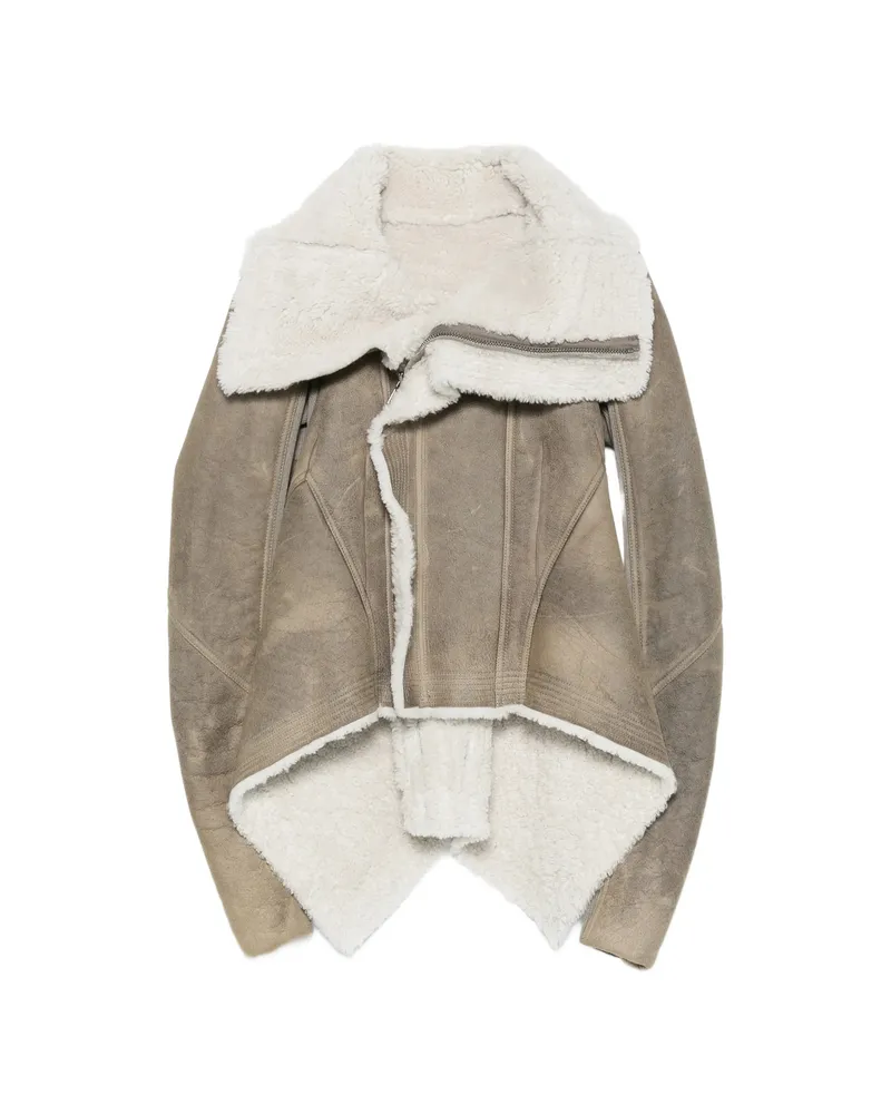 Rick Owens Shearling-lined Asymmetric Jacket Grey