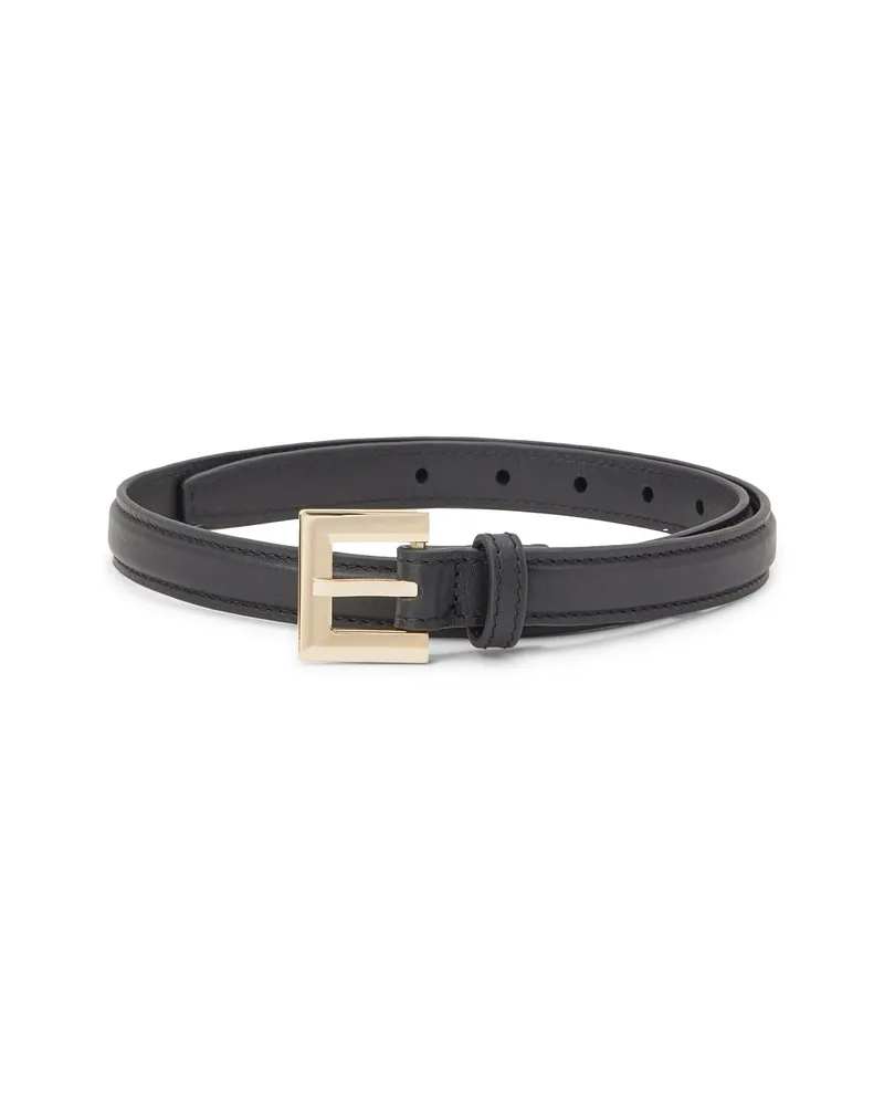 Anine Bing Buckle Leather Belt Black