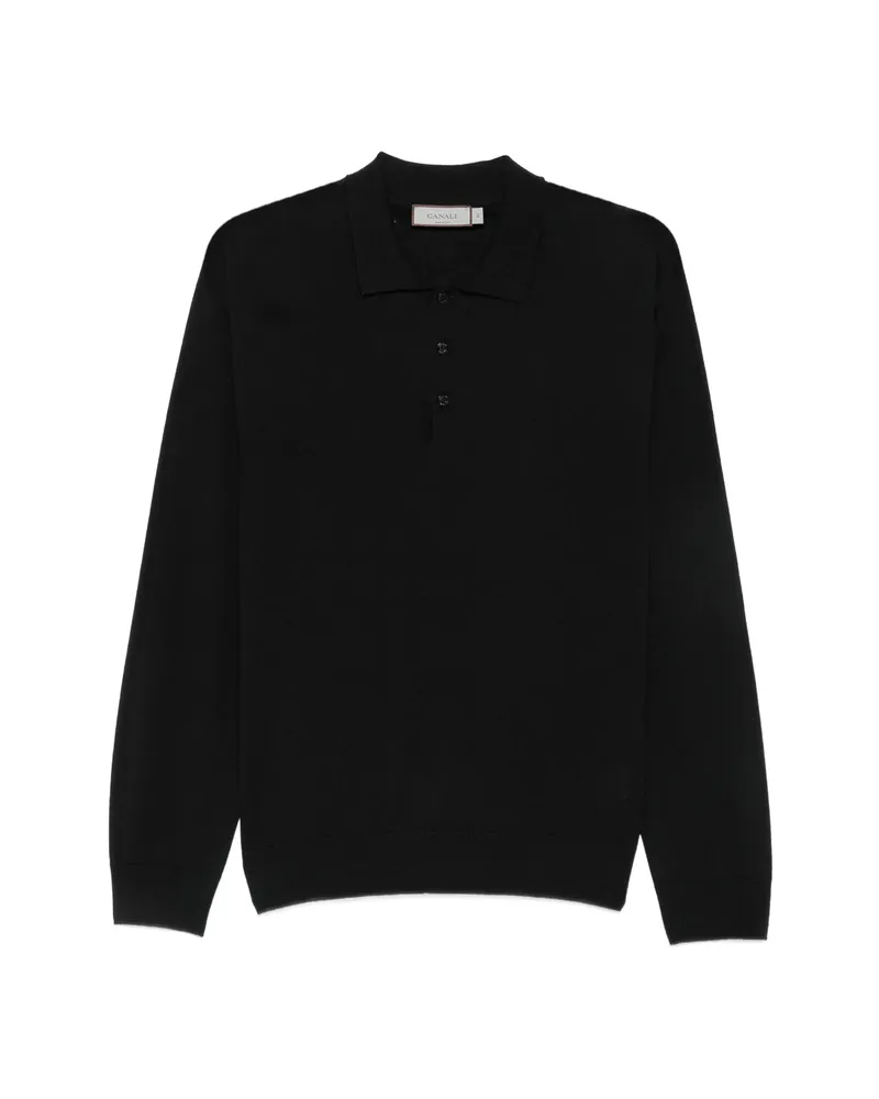 Canali Long-sleeve Polo Shirt Black