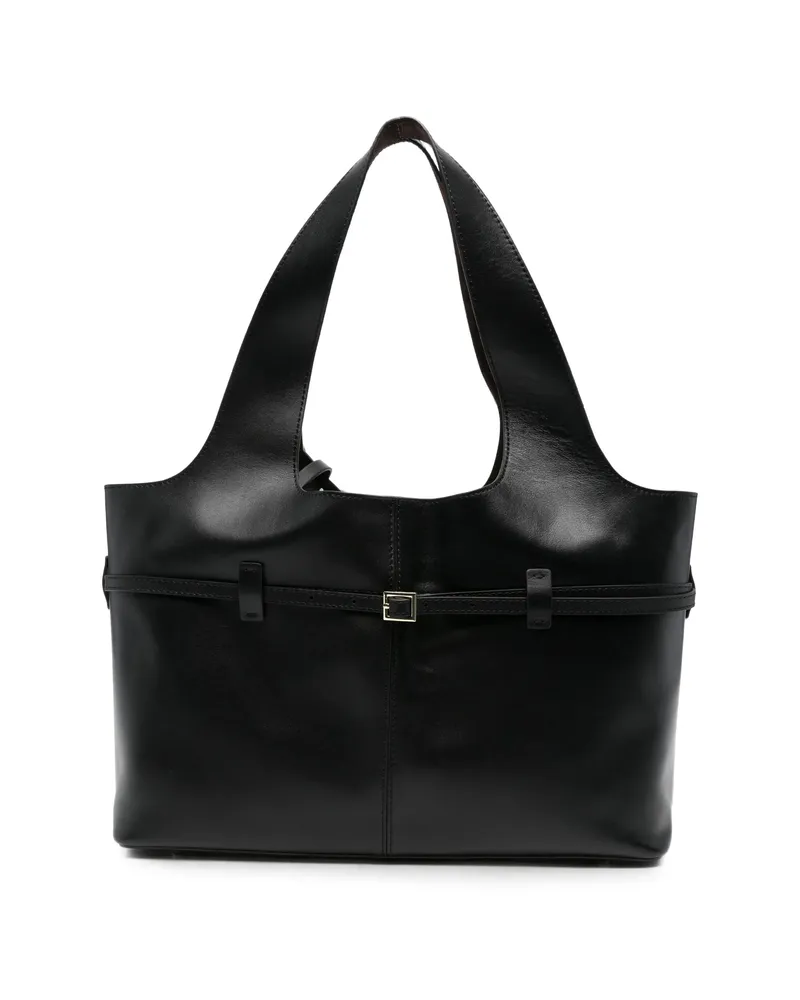 Manu Atelier Buckled Leather Shoulder Bag Black