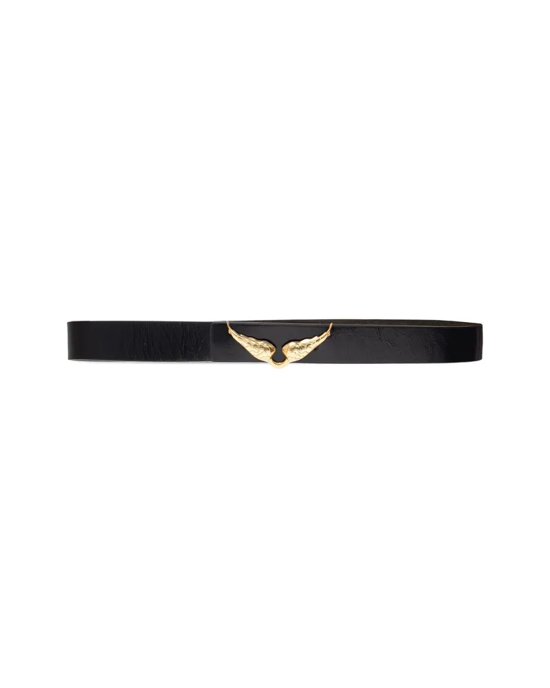 Zadig & Voltaire Winged-buckle Leather Belt Black