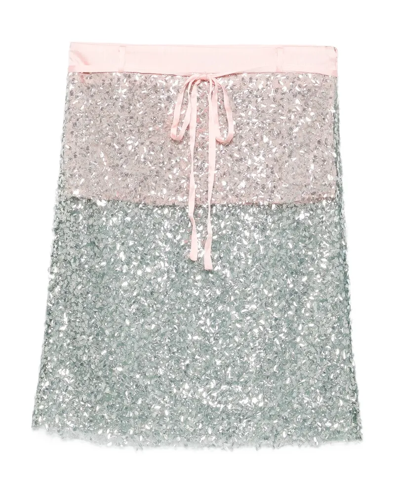 SIEDRES Sequin-embellished Drawstring Skirt Green