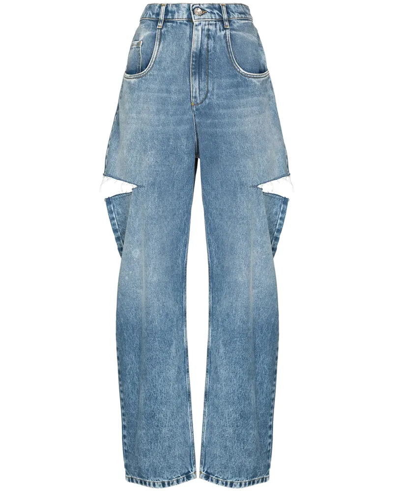 Maison Margiela Distressed Straight-leg Jeans Blue