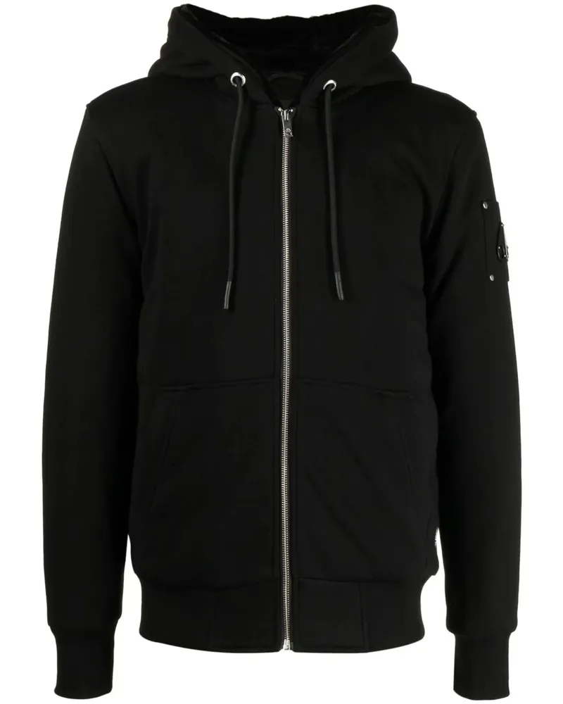 Moose Knuckles Bunny Logo-patch Zip-up Hoodie Black