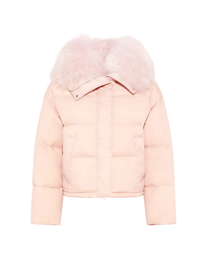 Yves Salomon Shearling-trim Down Jacket Pink