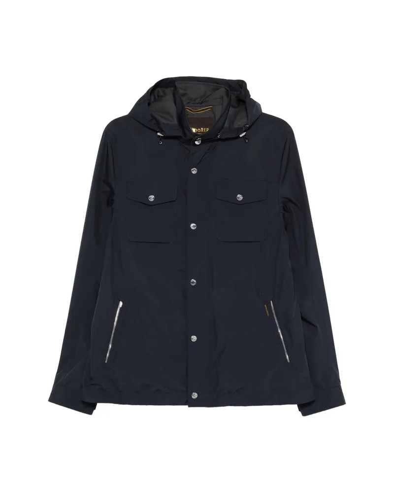 MOORER Hooded Pocket Jacket Blue