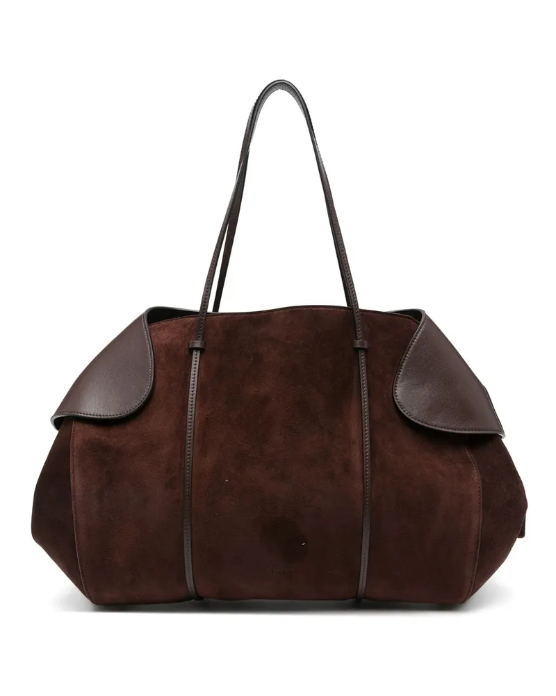 NEOUS Leather-trimmed Suede Shoulder Bag Brown