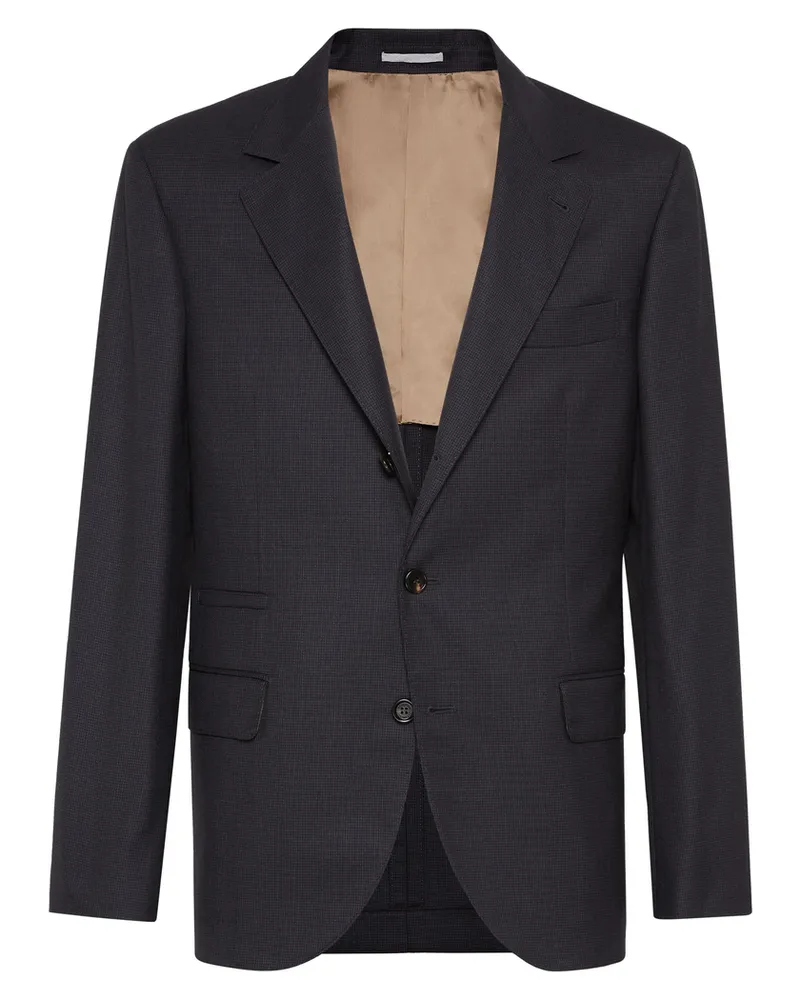 Brunello Cucinelli Houndstooth Virgin-wool Blazer Grey