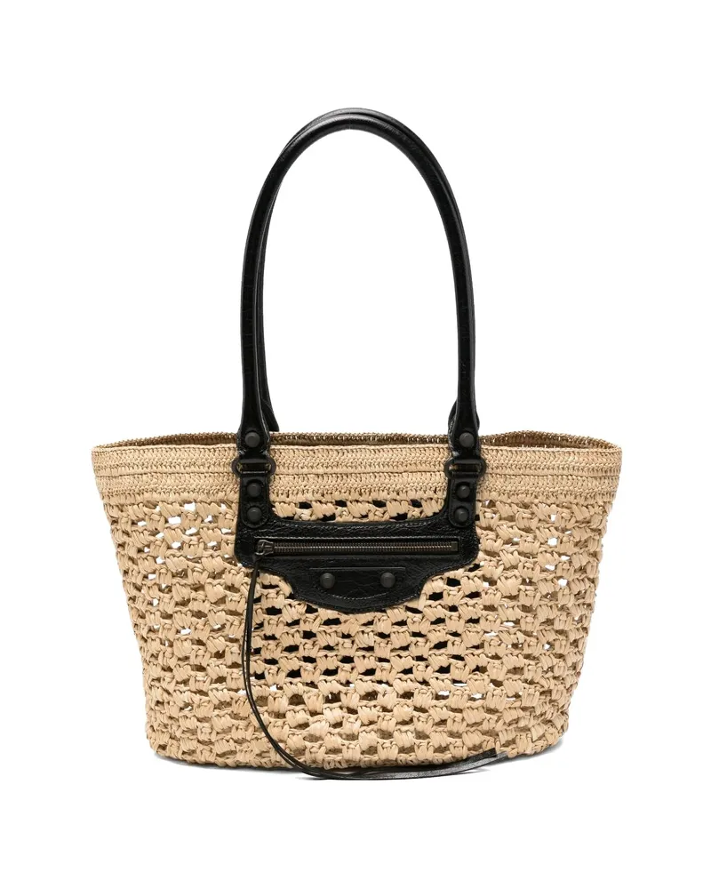 Balenciaga Le City Basket Medium In Natural/black Bag Neutrals