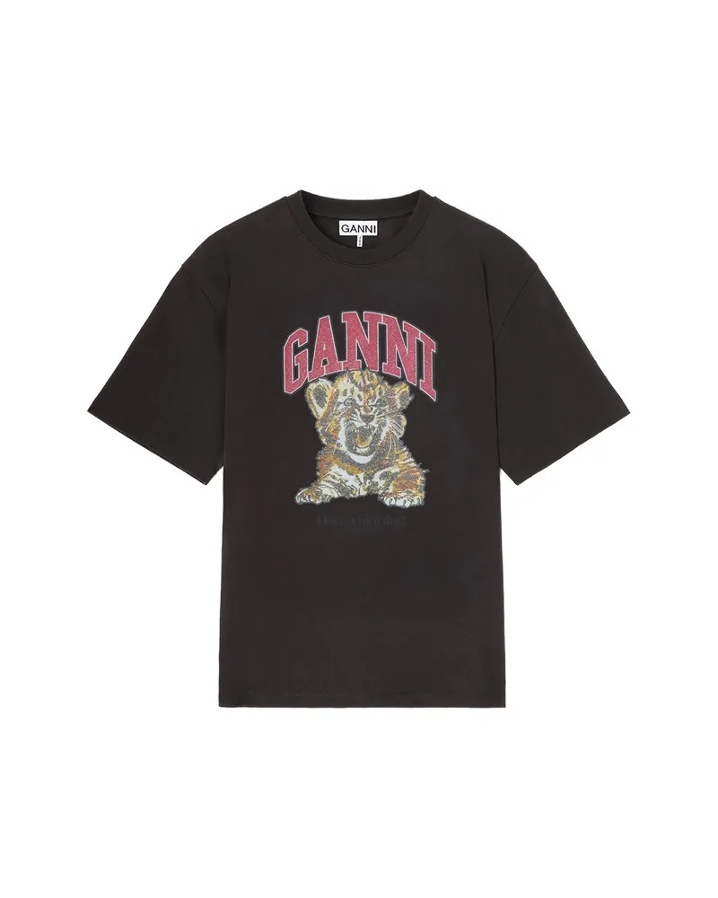 Ganni Logo-print T-shirt Grey