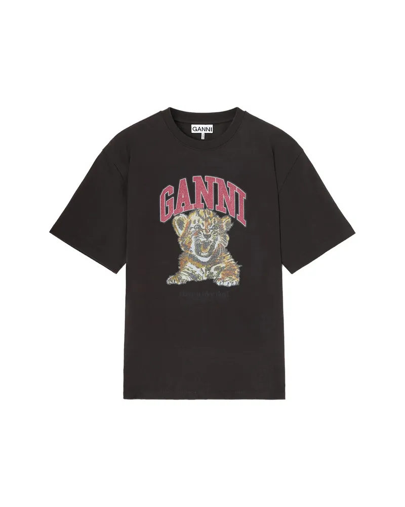 Ganni T-shirt With Tiger Grey