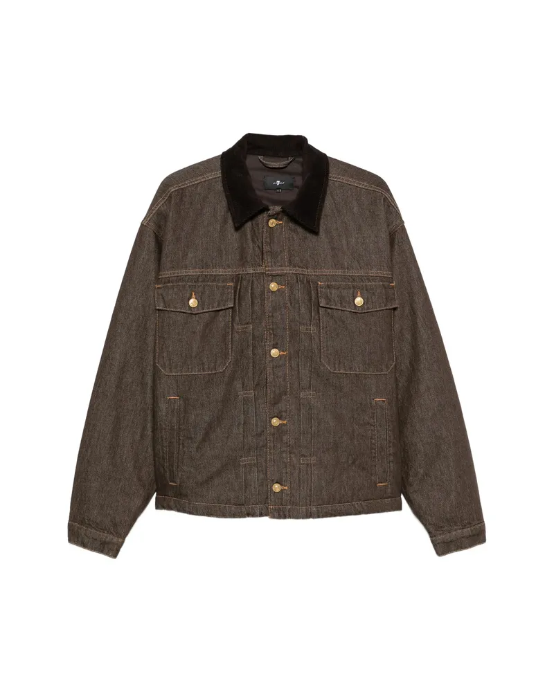 7 for all mankind Corduroy-collar Denim Jacket Brown