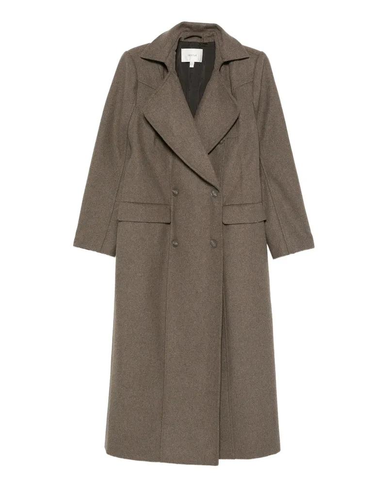 Gestuz Double-breasted Lapel Coat Brown