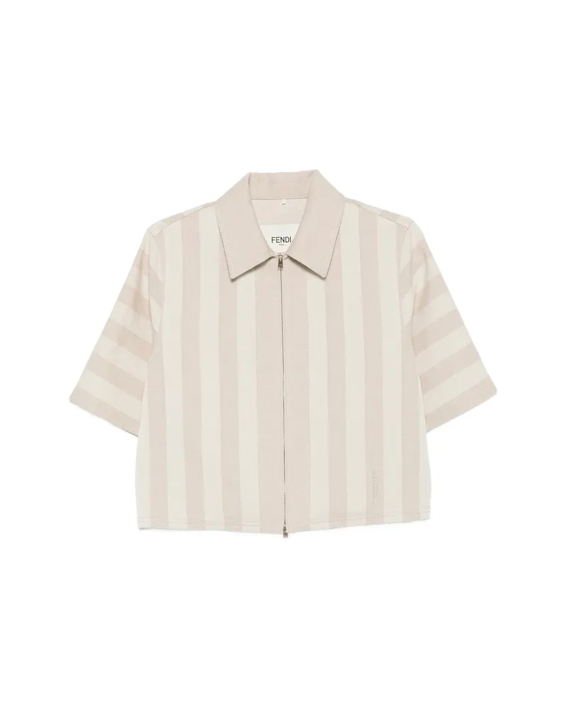Fendi Striped Short-sleeve Jacket Neutrals