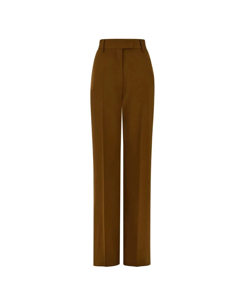 Ferragamo Tailored Trousers In Chevron Brown