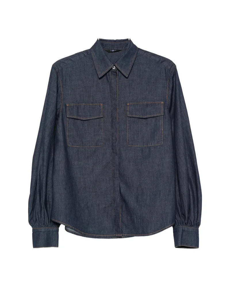 7 for all mankind Balloon-sleeve Denim Shirt Blue