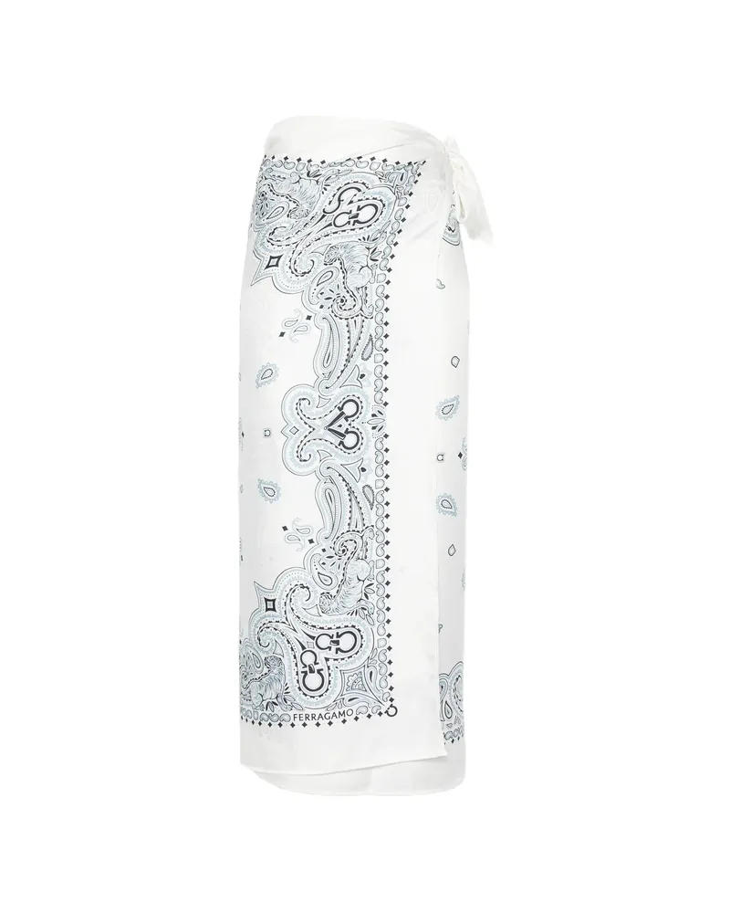 Ferragamo Gancini Paisley-print Pareo White