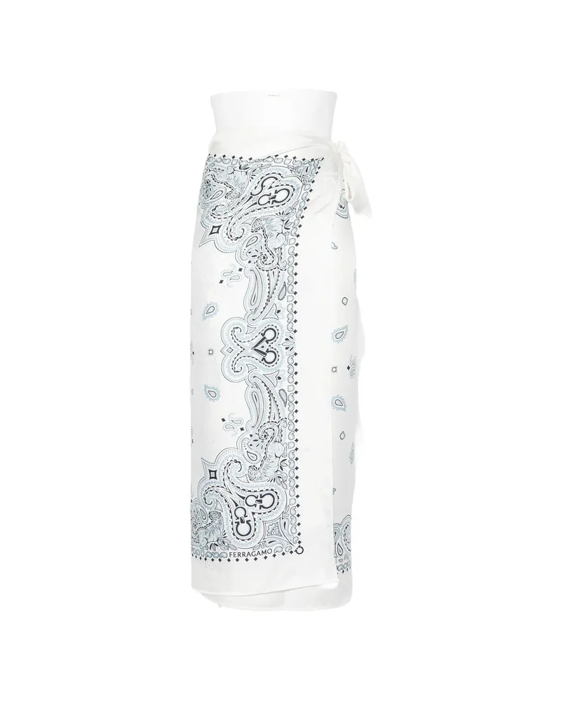 Ferragamo Gancini Paisley-print Pareo White